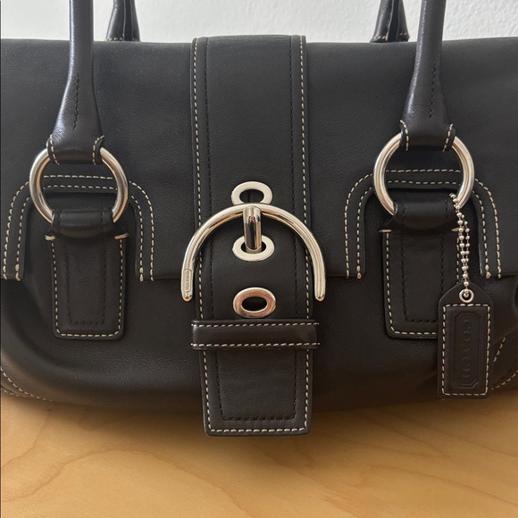 Coach Soho Hampton Leather Shoulder Bag Satchel in Black F10913 - Picture 4 of 14